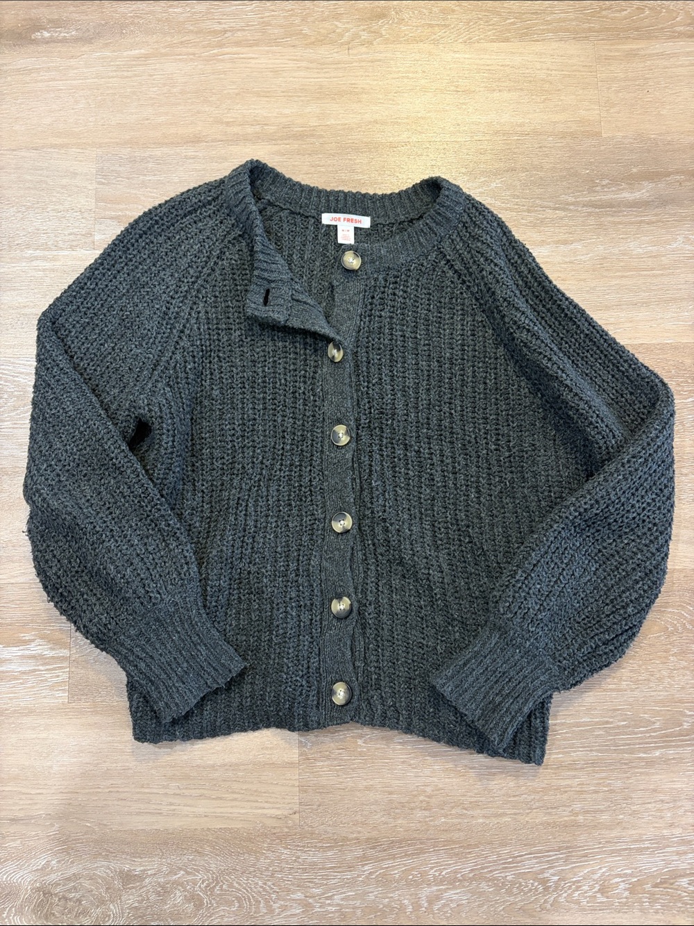 Joe Fresh Dark Charcoal Button-Up Knit Cardigan